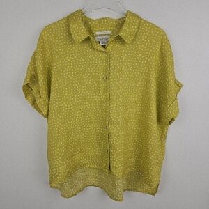 Rachel Zoe Yellow and White Polka Dot Linen Shirt